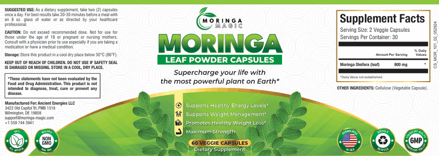 Moringa Magic Supplement Fact